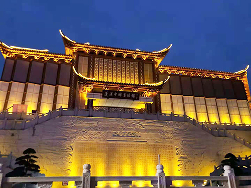 四川蓬溪书法艺术中心金属瓦和斗拱